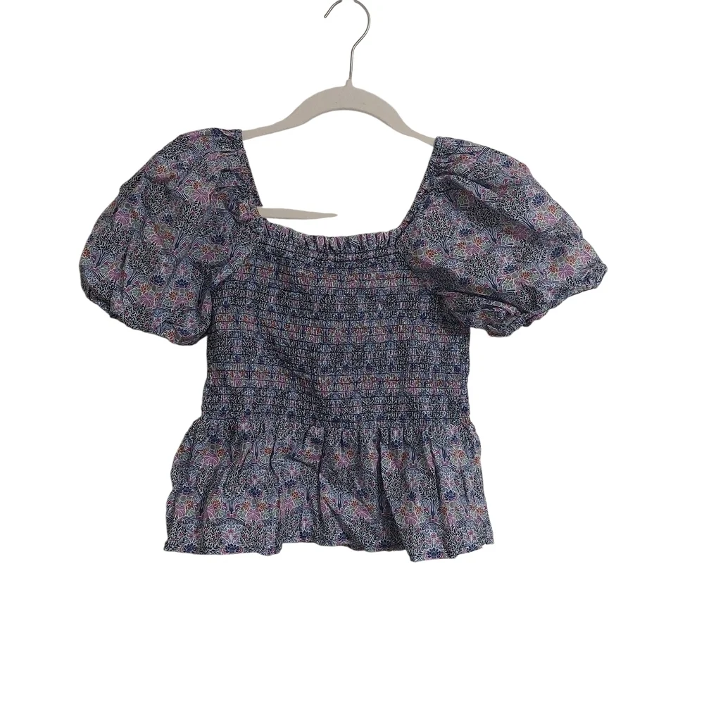 J. Crew Floral Puff Sleeve Blouse